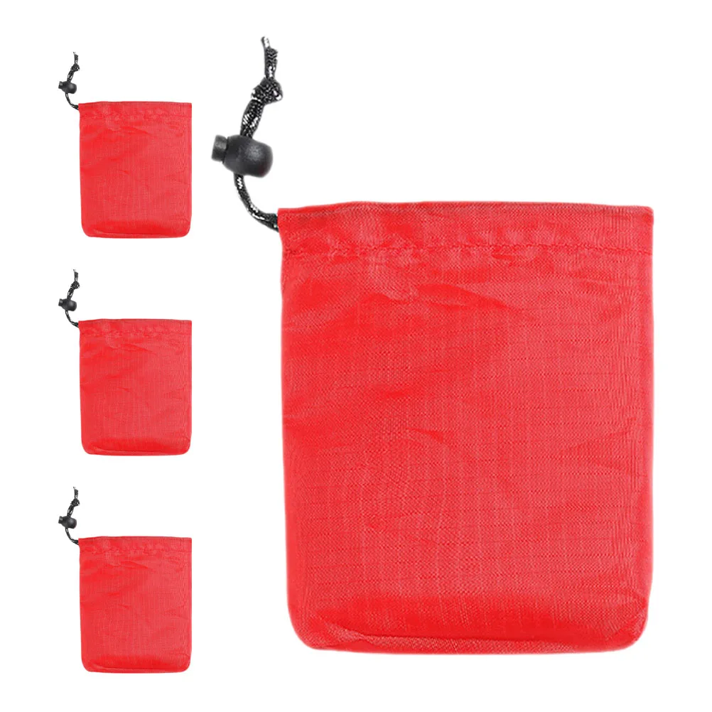 

4pcs Outdoor Storage Bags Drawstring Travel Camping Polyester Pouches Lightweight Foldable Durable Portable Organizers Camping