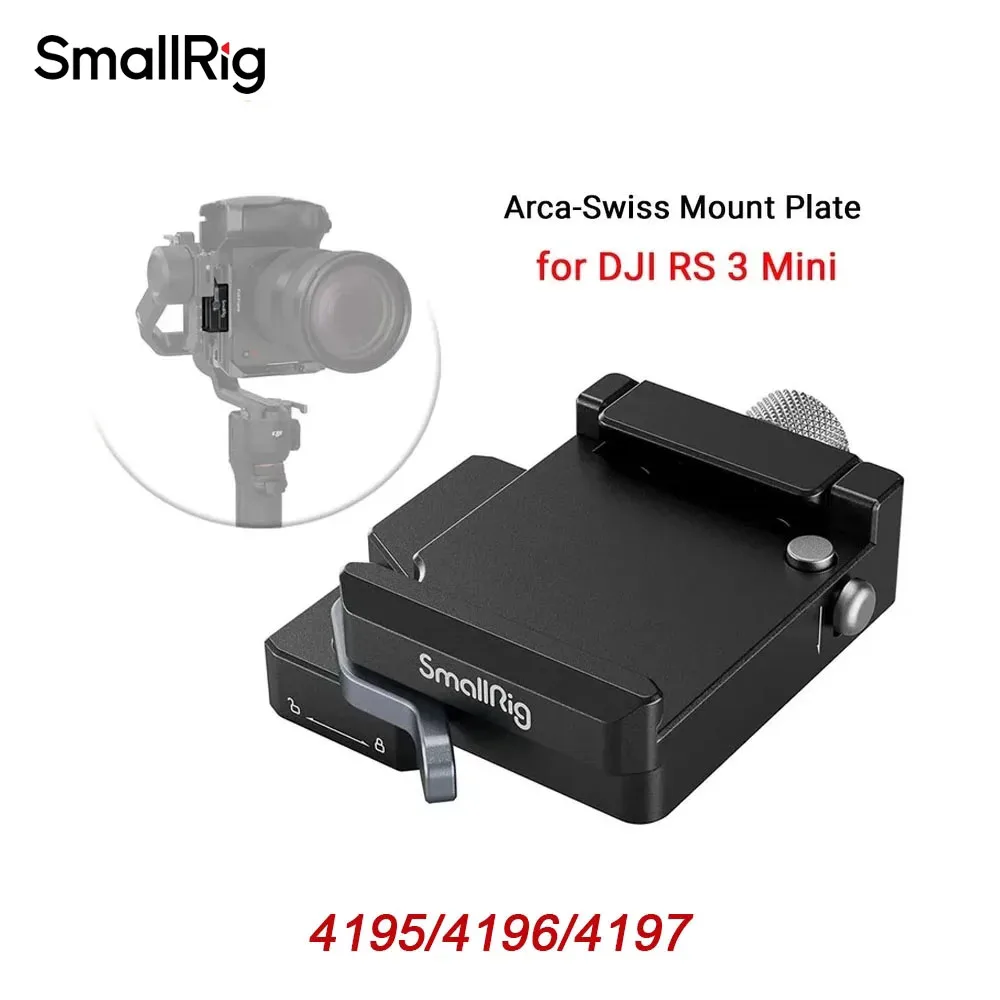 SmallRig Mount Plate for Arca-Swiss, for DJI RS 3 Mini 4195 and Extended Vertical Arm for DJI RS 3 Mini 4196