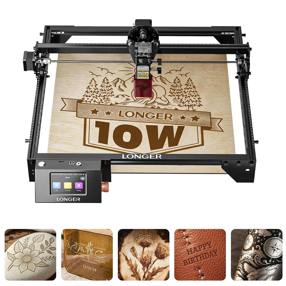 LONGER 10W Laser Engraving Machine 400x400mm WiFi Touchscreen for Wood Acrylic Leather DIY Crafts Personalized Gifts Home Decor LightBurn LaserGRBL