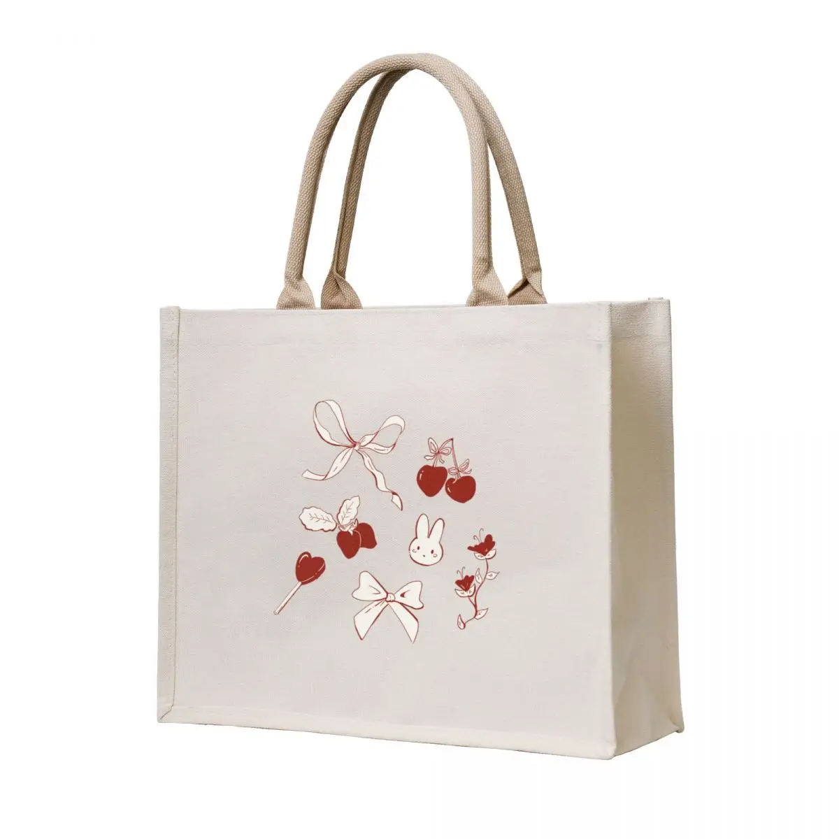 

Coquette Ribbons, bows and Cherrys Aesthetic Tote Bag Canvas bag hand bags hand bag ladies custom canvas