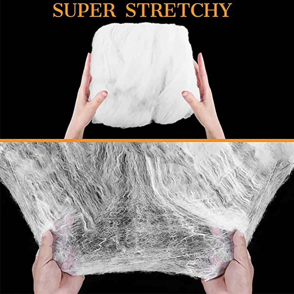 شبكة العنكبوت ديكور الهالوين ديكور حفلات الحدث أبيض/أسود شبكة العنكبوت ديكور الهالوين ديكورات منزلية شبح #6