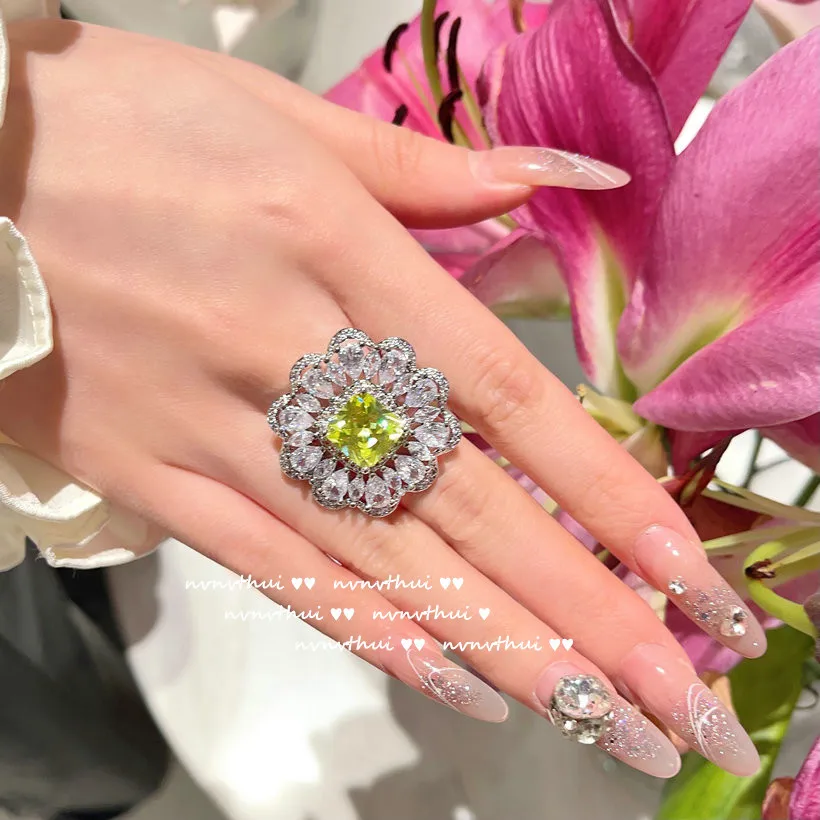 Luxury S925 Silver CZ Rings for Bridal Wedding Ceremony Party Fashion Accessories High Quality Women's Rings Statement Jewelry