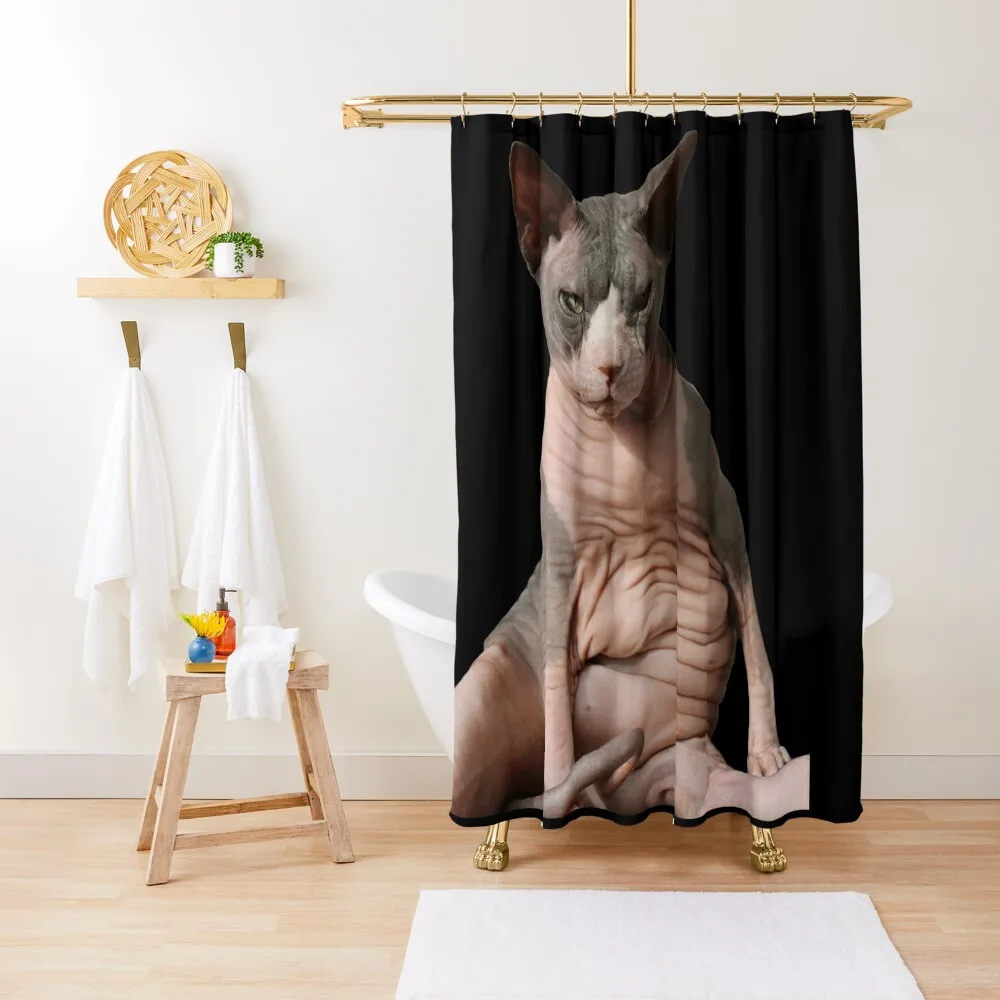 

Giant hairless cat Shower Curtain Anime Shower Waterproof Shower And Anti-Mold Washable Waterproof Fabric Curtain