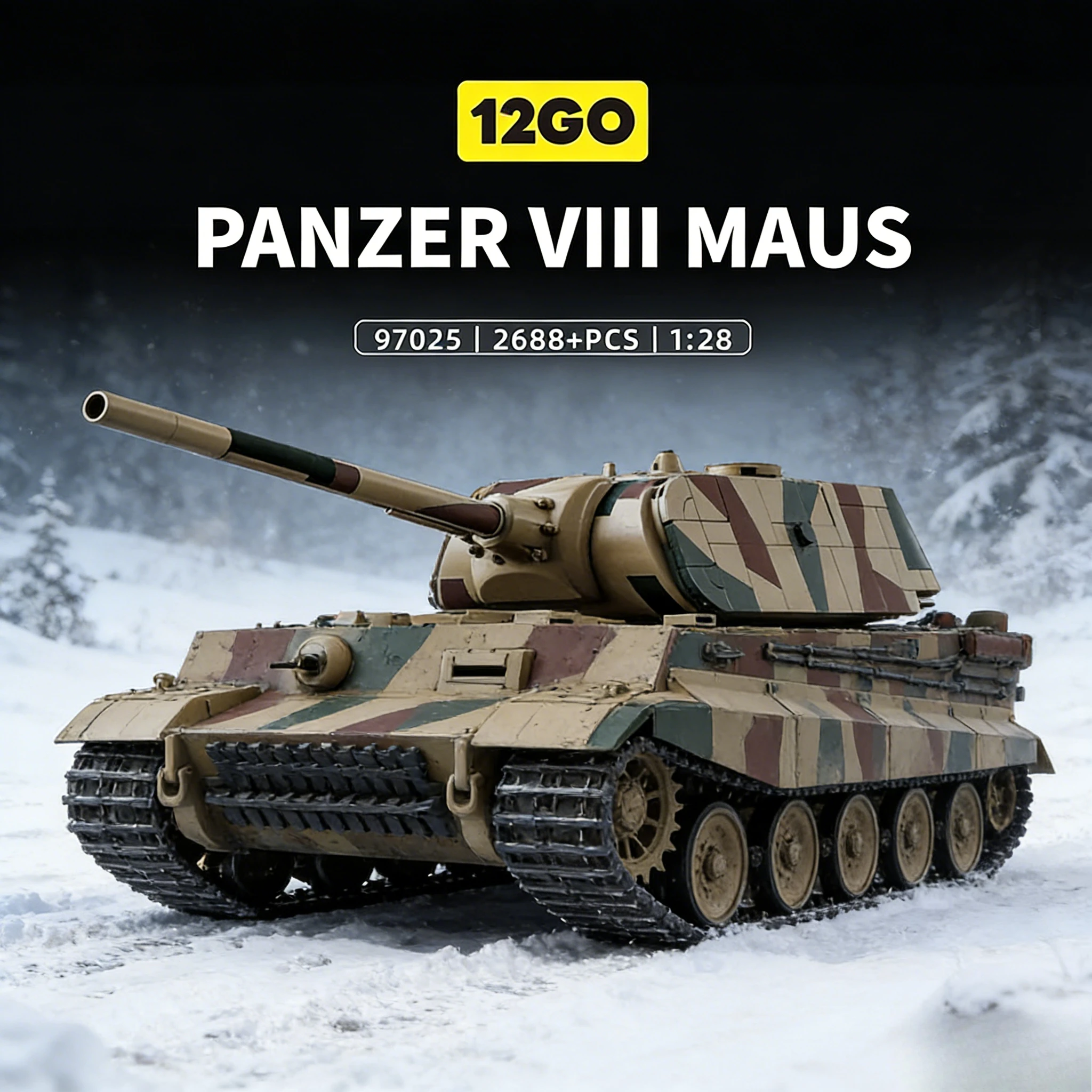 2688 pièces – Modèle de char lourd militaire créatif de la Seconde Guerre mondiale – Véhicule militaire à assembler soi-même à l'échelle 1:28 – Briques de construction – Jouet pour garçons et enfants