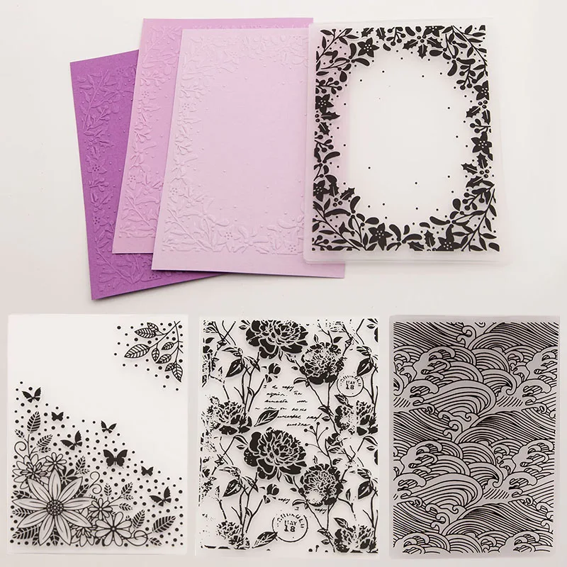 1Pcs Plastic Embossing Folder 3D Transparent Flower Geometry Texture Embossing Plates For DIY Scrapbook Card Making Decoration