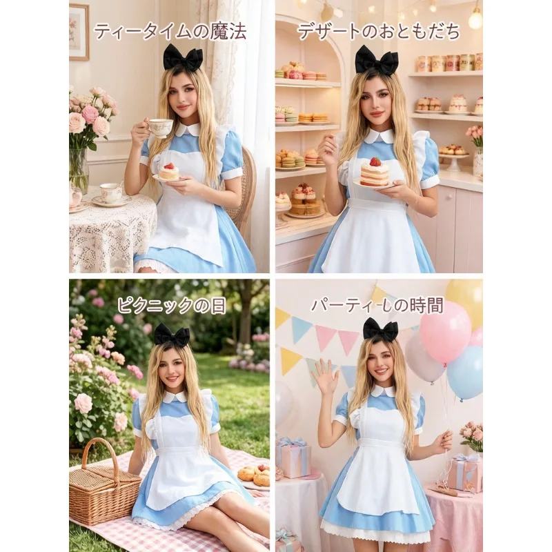 

Blue Lolita Maid Dress Carnival Halloween Outfit Retro Servant Costume For Stage Show Party Role Play Festive Casual Attire