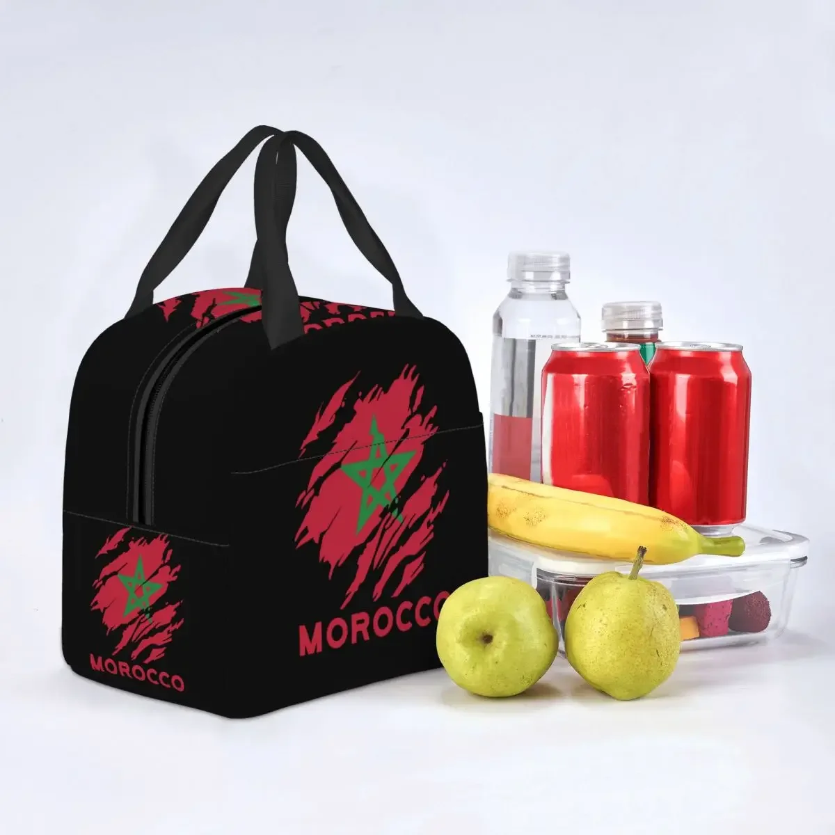 Flag Of Morocco Lunch Box Leakproof Moroccan Proud Warm Cooler Thermal Food Insulated Lunch Bag for Women Reusable Tote Bags