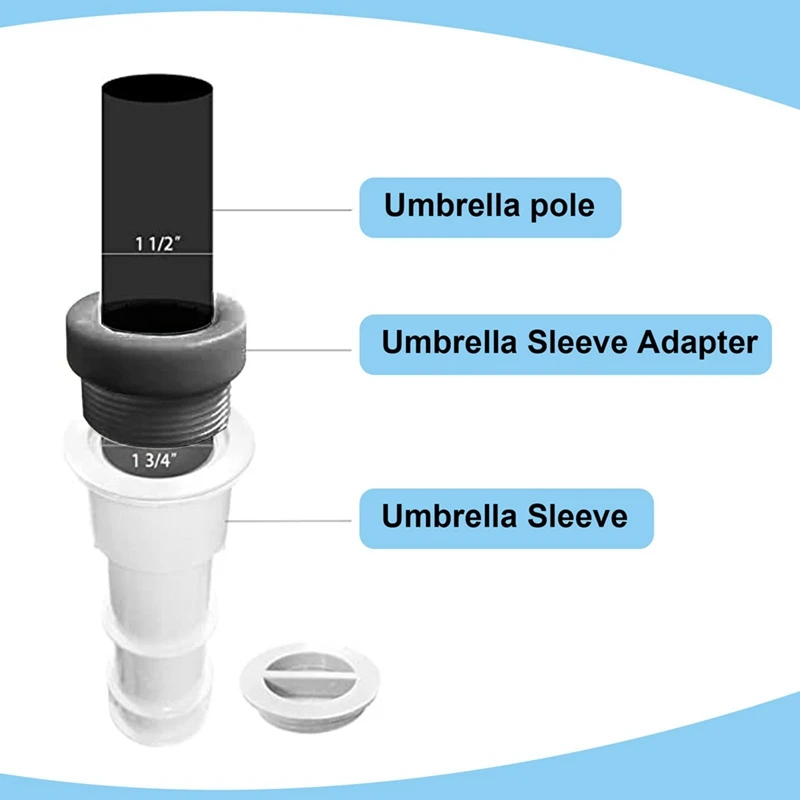 Adattatore stabilizzatore per ombrellone da piscina manicotti adattatori filettati manicotto per ombrellone da piscina stabilizzatore per palo per ombrellone per Patio facile da usare