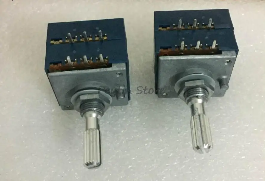 1Pc RK27 6Pins Carbon Film Enthusiast  10KA 20KA 50KA 100KA 250KA Double Volume Potentiometer Knurl Round Shaft