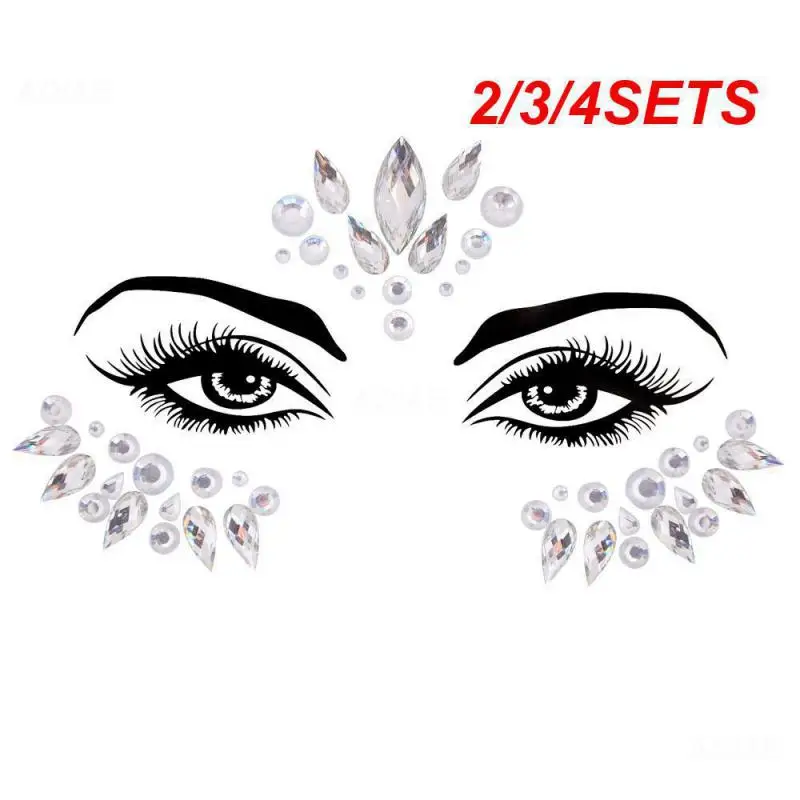 2/3/4SETS Eyebrow Decoration Fashionable Eye-catching Beautiful The Hottest 1 Sheet Popular Resin Drill Forehead Decoration