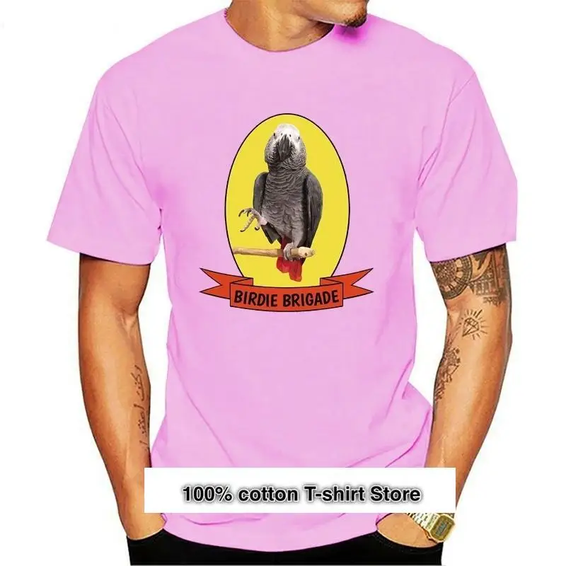 Camiseta de manga corta para hombre, camisa de manga corta, color gris africano, loro