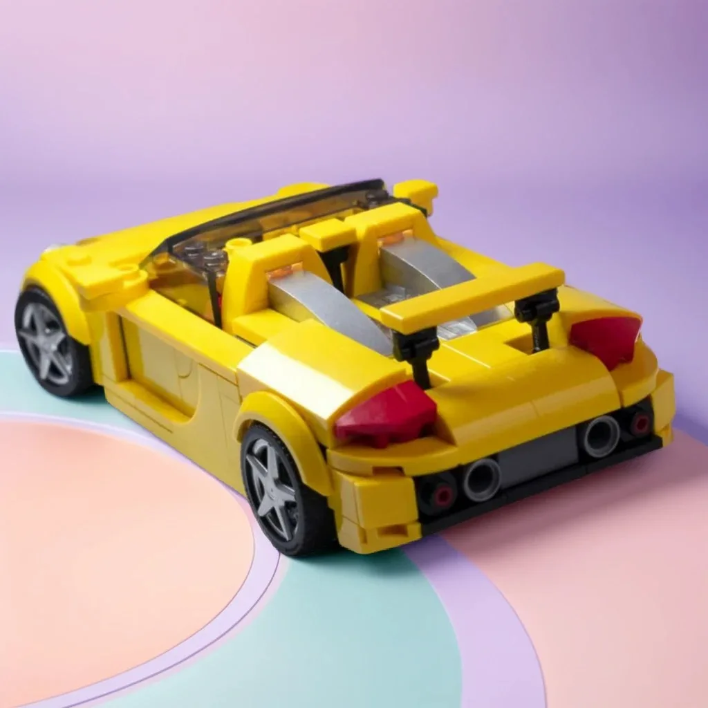 

334 шт. MOC Porscheer Carreraer GT DIY V10 Скоростная машина — желтые штангенциркули и детали из углеродного волокна, строительные блоки в подарок