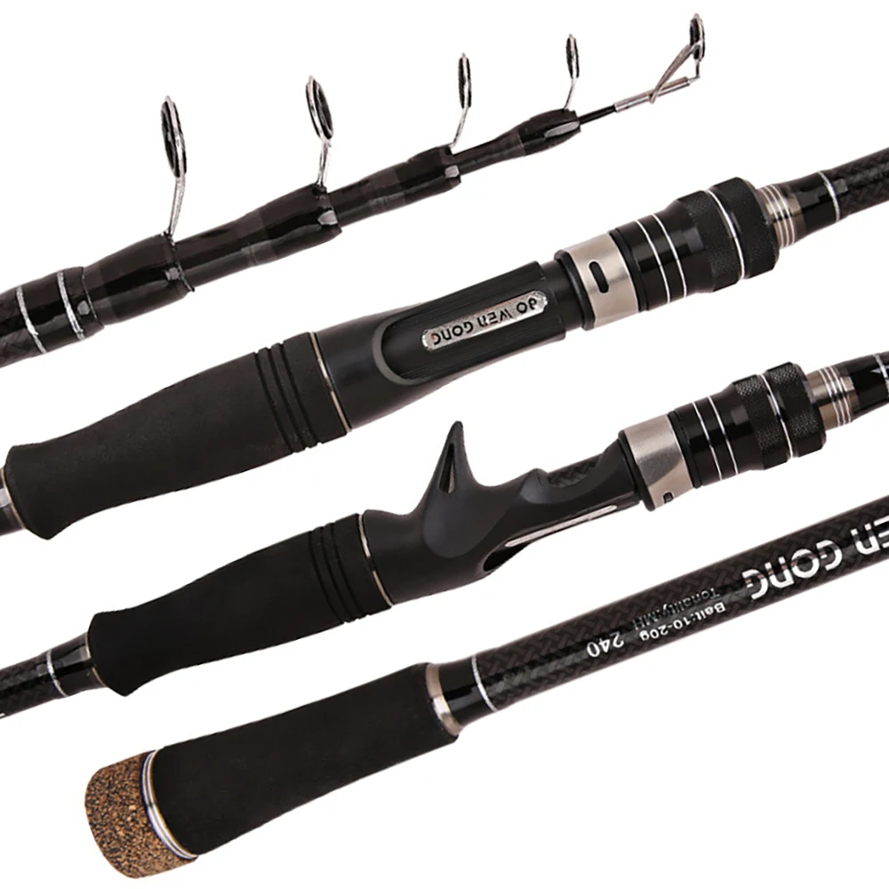 1.8M 2.1M 2.4M 2.7M 3.0M Portable Telescopic Fishing Rod Carbon Fiber Spinning/Casting Fish Rod Tackle