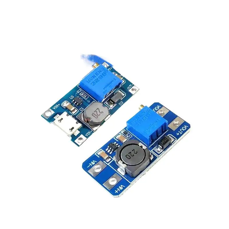 Módulo de impulso ajustável mt3608 DC-DC 2a placa de impulso módulo de reforço com micro usb 2v-24v a 5v 9v 12v 28v