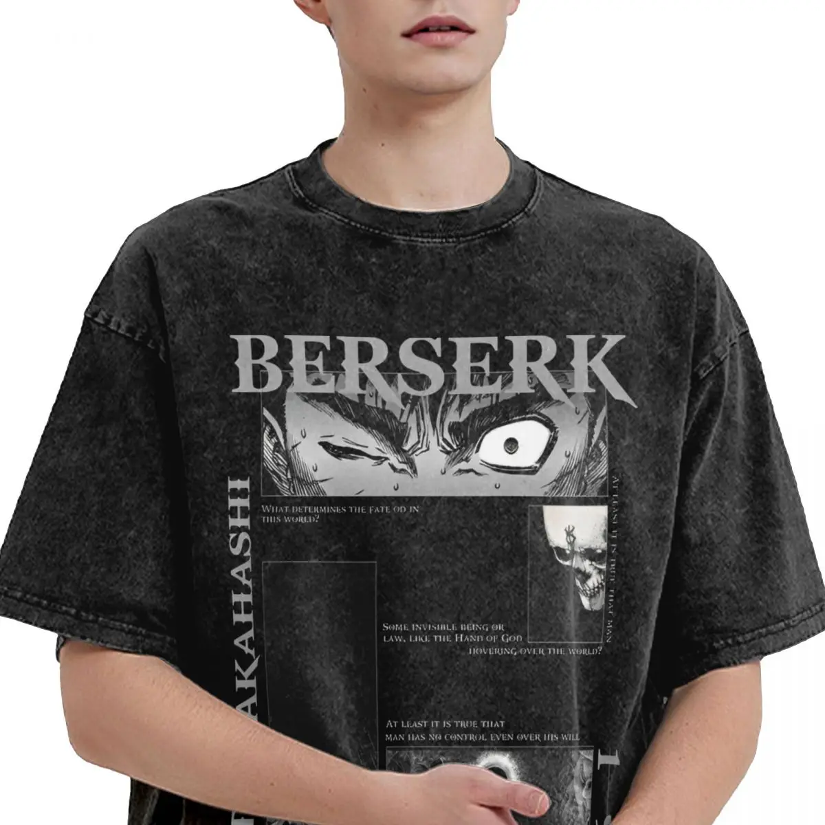 Berserk Anime Japan Manga T Shirt Hip Hop Washed Cotton Oversize T-Shirts Novelty Men Women Streetwear Printed Tee Shirt