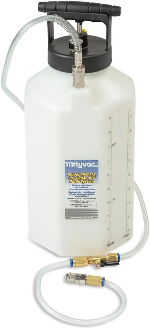 Mityvac MV6412A ATF Pneumatic Sealed Automatic Transmission Refill System, Integrated Manual Pump, 2.5 Gallon (10Liter), Flow Co