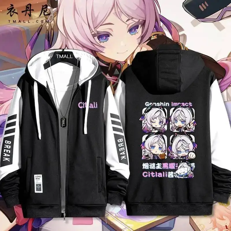 

Anime Genshin Impact Citlali Costum Long Sleeve Print Jacket Zipper Hoodie Cosplay Women Men Fashionhooded Costumes Couple Gift