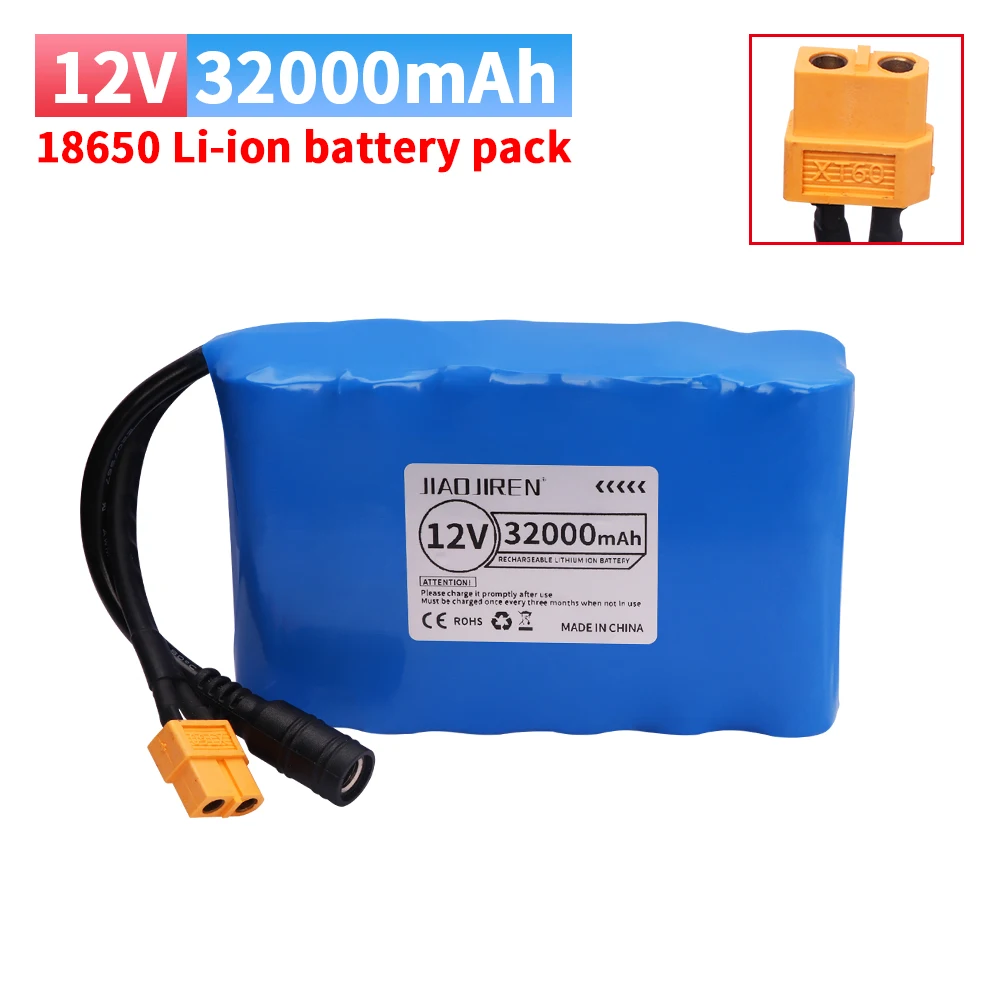 

12V 18650 30ah 40A BMS orline battery 18650 lithium ion high capacity battery XT60 dc5521 for 400W high power motorcycle lamp