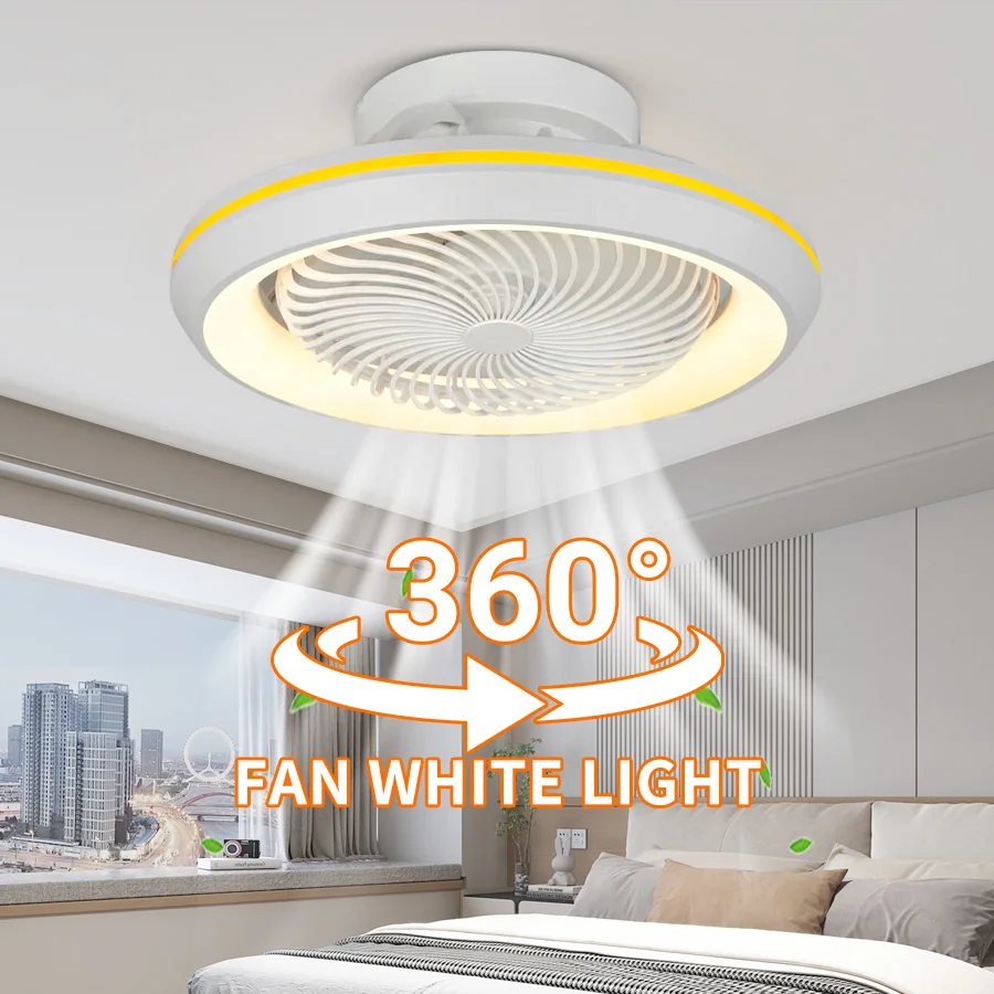 

360 Degree Shaking Head Ceiling Fan Light, Intelligent Enclosed, Ceiling Lighting for Living Rooms, Bedrooms, and Dining Rooms