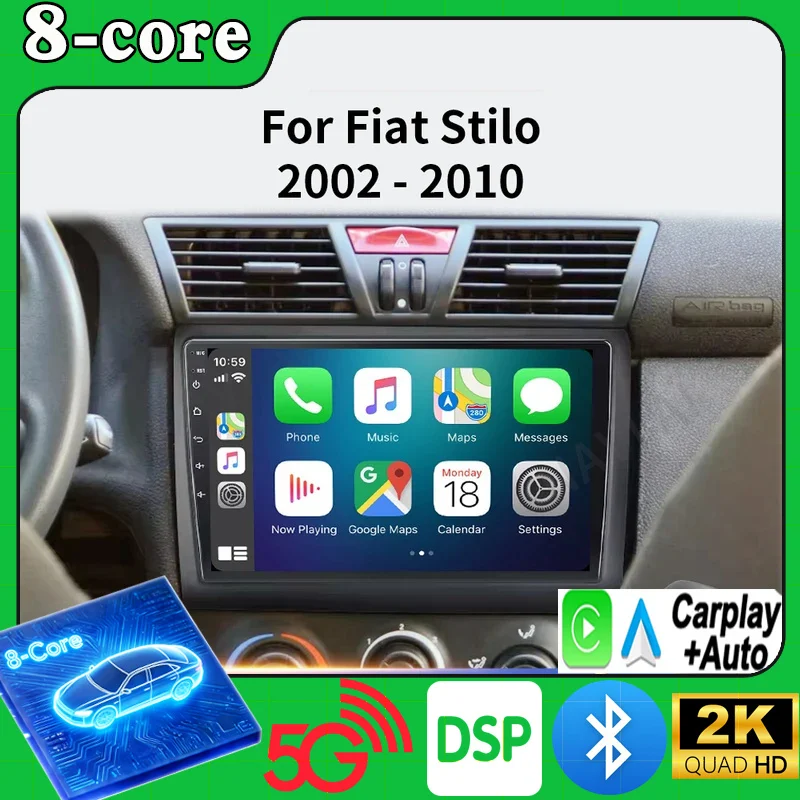 2 din Android 16 Car Radio Multimedia Video Player For Fiat Stilo 2010 Autoradio Carplay Stereo GPS Navigator Head Unit 9