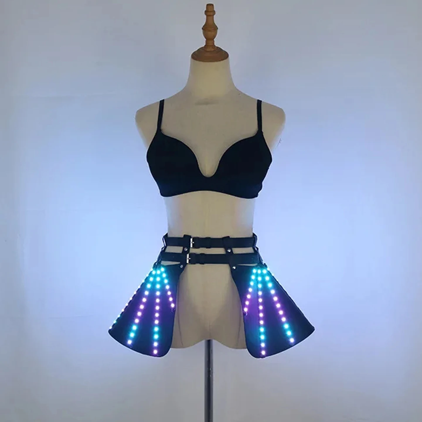 

Sexy LED Glowing Short Skirt Bra Set Stage DS Performance Clothing Bar KTV Atmosphere Clothes Women's Ethnic Stage Costume
