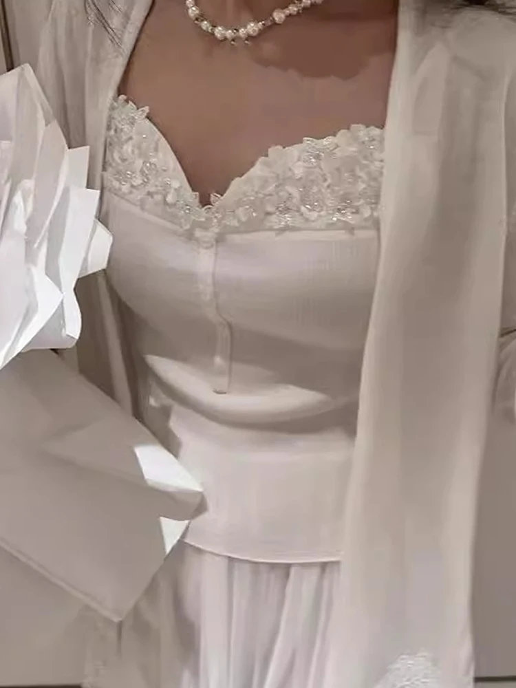 

Надежная вязаная майка с 3D цветочным дизайном, облегающая внутренняя одежда, лето 202, верхняя одежда для поездок на работу, трендовый жемчужный элемент