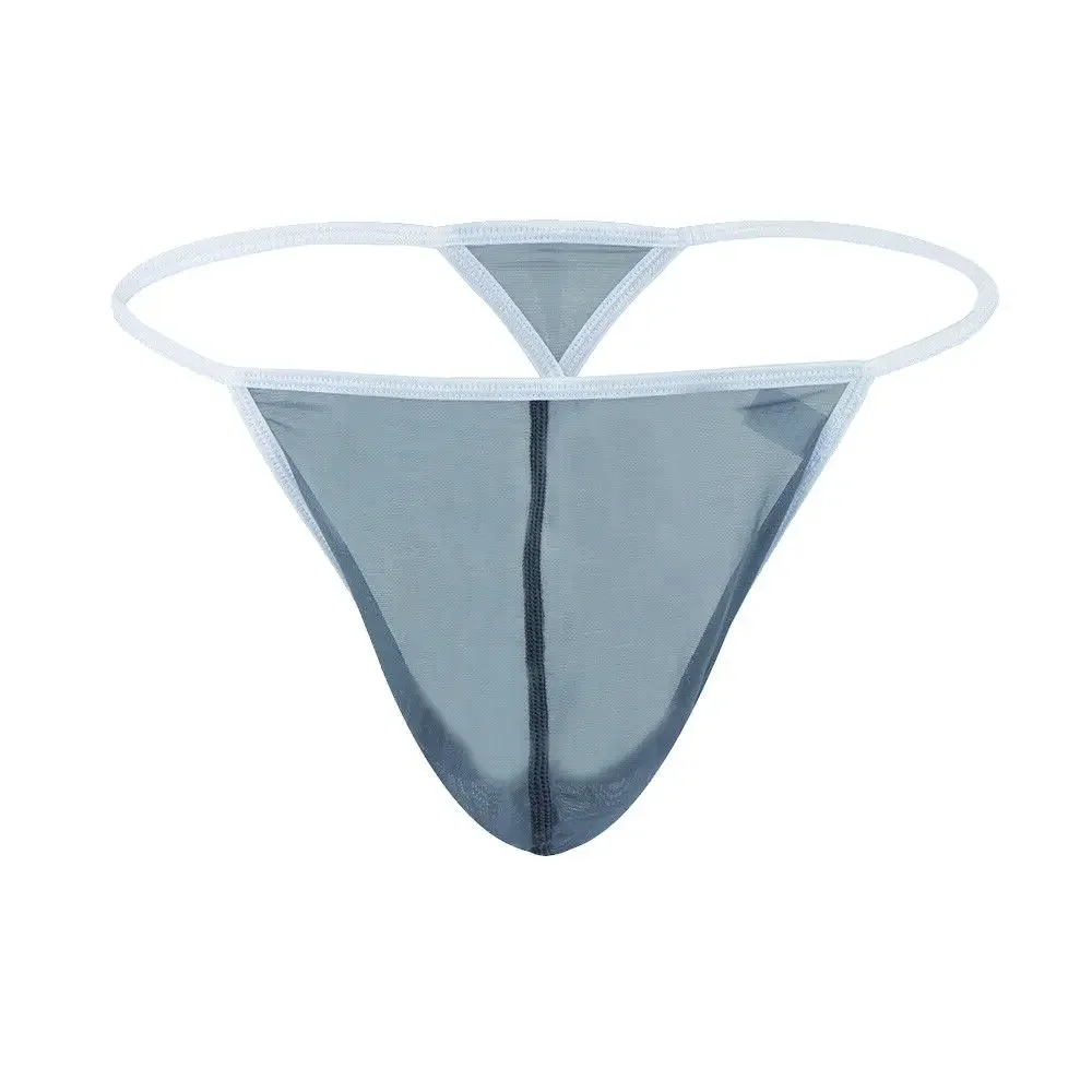 Jinshi Mens Thong Underwear Pouch Sexy G String Mesh Breathable T Back Low Rise