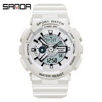 SANDA 292 Outdoor Sport White Digital Watch Women Alarm Clock Waterproof Shock Military Watches LED Display Shock Watch diggro