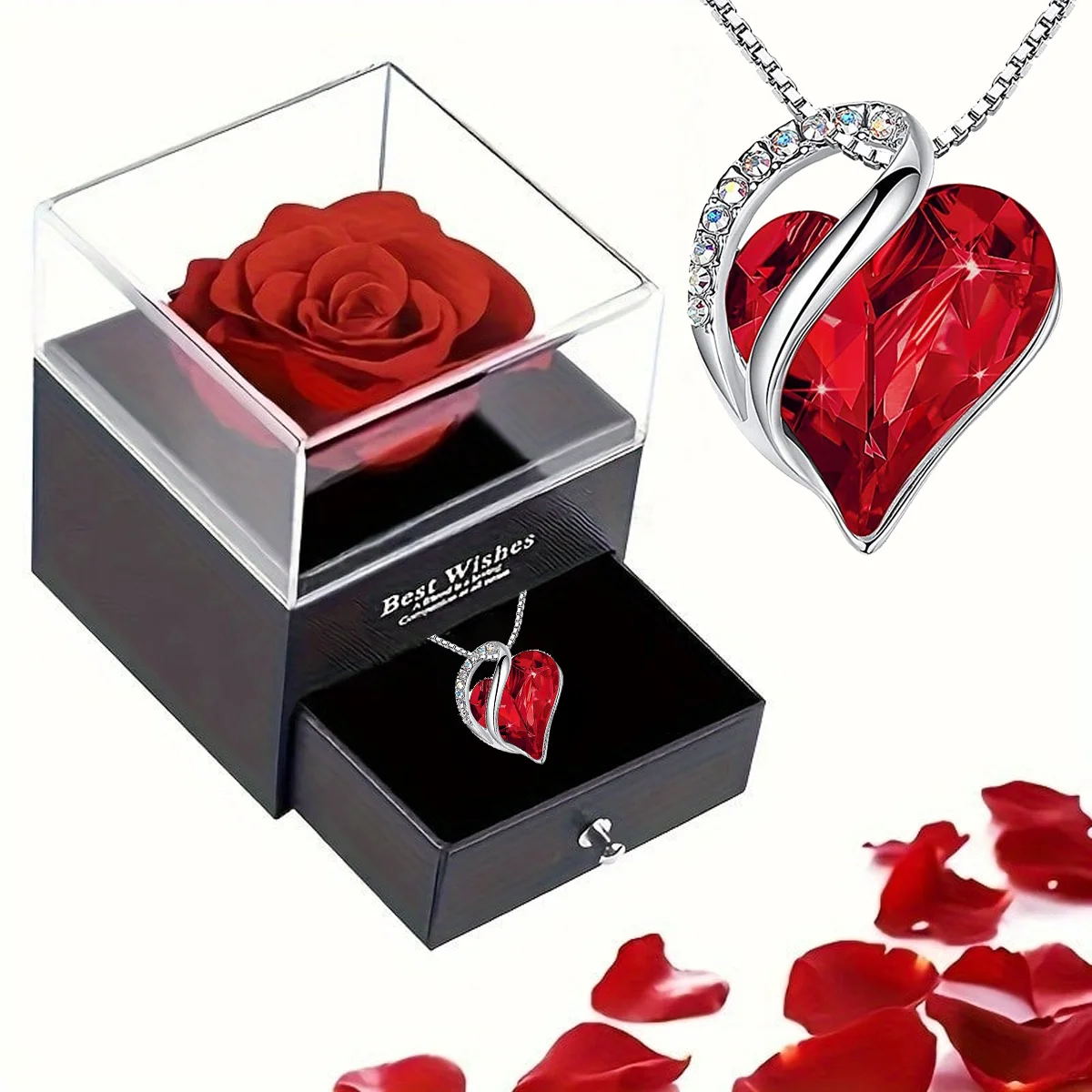 مجموعة واحدة من علبة هدايا الزهور الأبدية ذات الورود الحمراء الرومانسية - لعيد الأم وعيد الحب وأعياد الميلاد للزوجة والحبيب والابنة #4