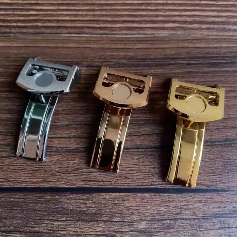 

18mm 316L Stainless Steel Deployment Buckle for IWC Pilot Mark Portugieser Rose Gold Rubber Leather Watchband Folding Clasp