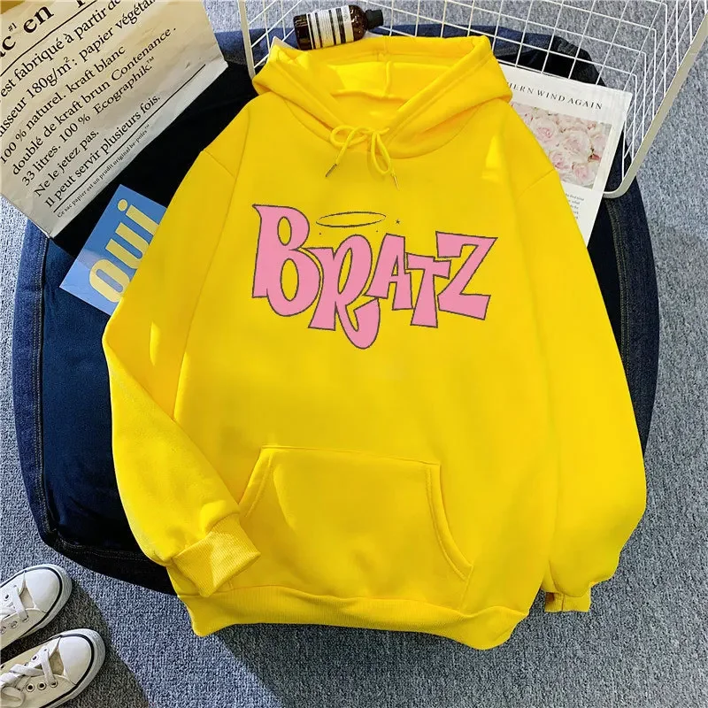 2024 Spring and Autumn New Men's and Women's Fashion Versatile Hooded Sweater Bratz Letter Print Loose Casual Street Sweatshirt