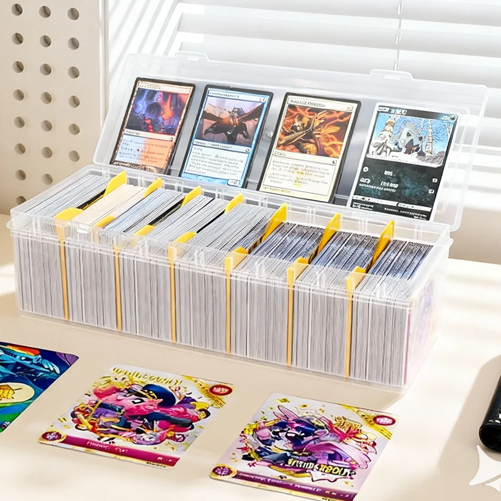 Caja de almacenamiento de tarjetas comerciales para más de 800 tarjetas MTG TCG, caja organizadora compartimentada transparente, tarjetero para tarjetas PKM Yogioh