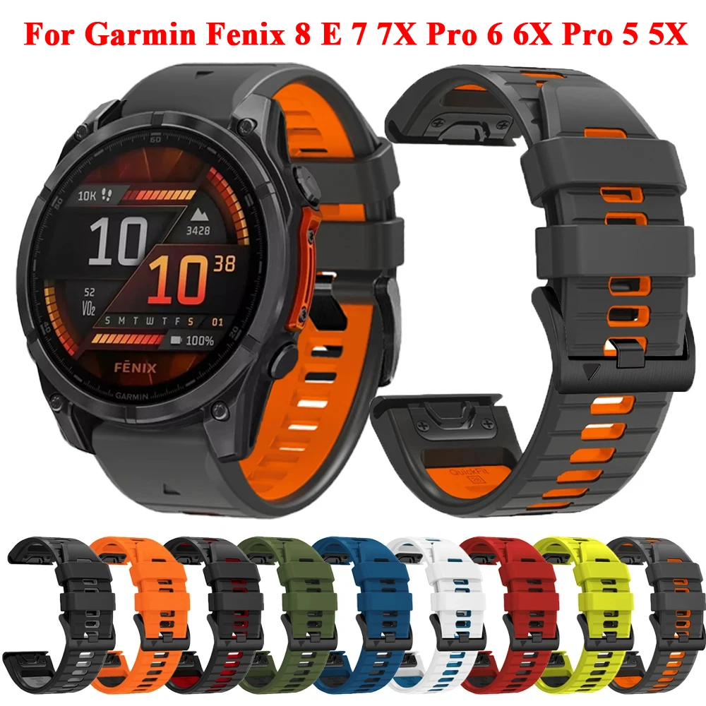 For Garmin Fenix 8 47mm 51mm Strap QuickFit 22 26mm Silicone Band For Garmin Fenix 7 7X Pro 6 6X Pro 5 5X Plus/Fenix E Bracelet