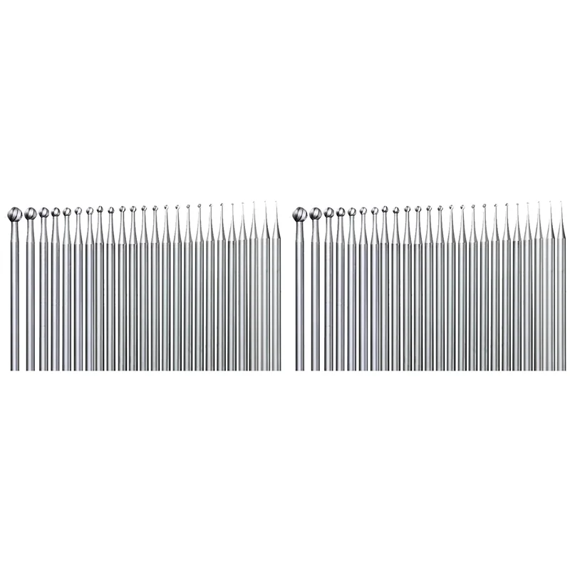 

ABUN-48 Pcs Round Ball Burr - 3/32 Inch Shank Ball Shape Jewelry Cutting Burs Lapidary Carving/Engraving Tools