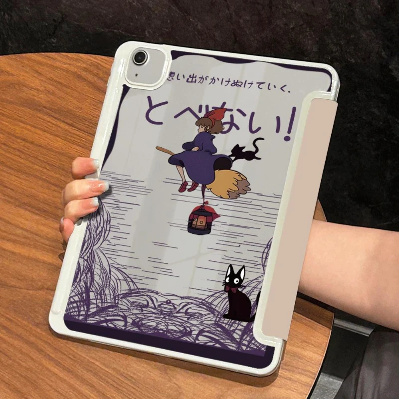 Broom Riding Girl Smart PU Case for 10.9 10th Gen IPad Air 5 4 10.9 Cases Ipad 5th 6th Generation Ipad Mini6 8.3 Tri-fold Funda
