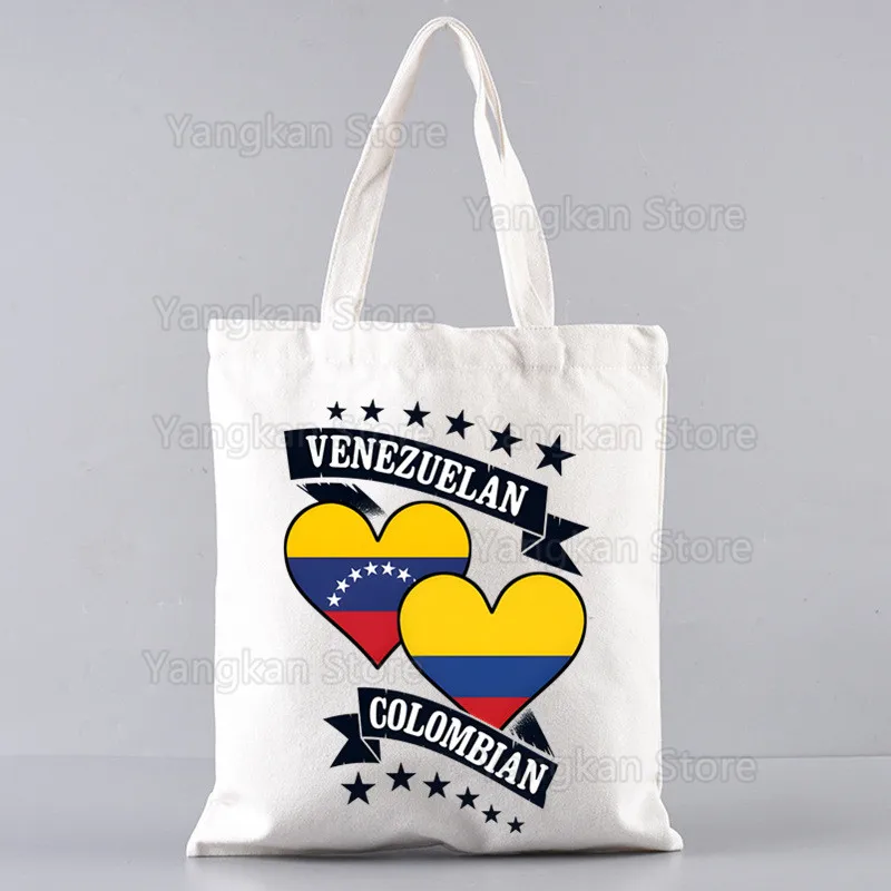 Venezuela gráfico dos desenhos animados impresso lona bolsa de ombro feminino harajuku engraçado grande capacidade eco ambiental shopper saco