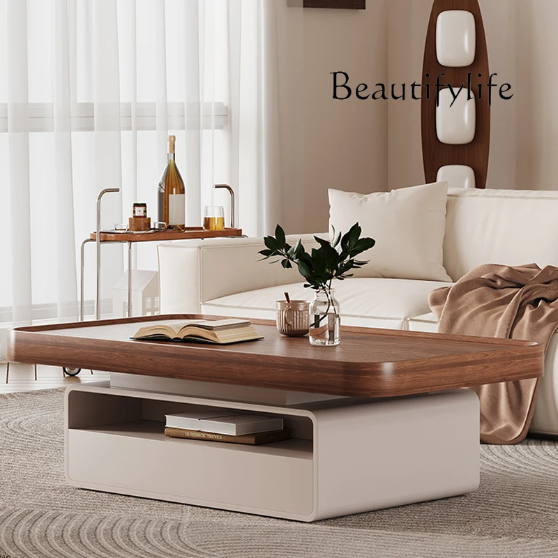 

Nordic Walnut Designer Modern Minimalist Rectangular Coffee Table Living Room Home Silent Cream Style