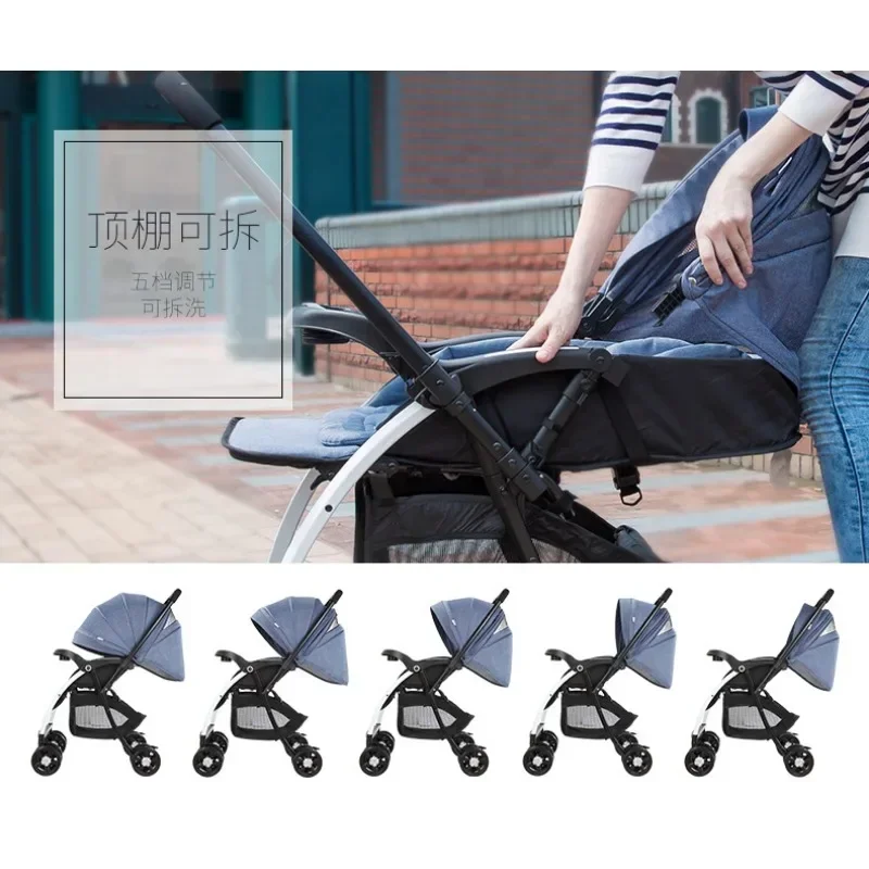 2024High View Baby Stroller Can Sit and Lie Down Two-way Shock Absorber Children's Folding Stroller Light Baby Stroller Winter