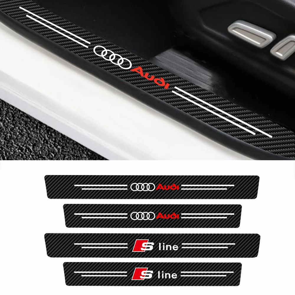 Car Door Sill Protector Stickers Waterproof Wear-Resistant Center Cover For Audi Sline A1 8P B3 A4 A4L B5 TT A8 A8L S RS RS3 S4