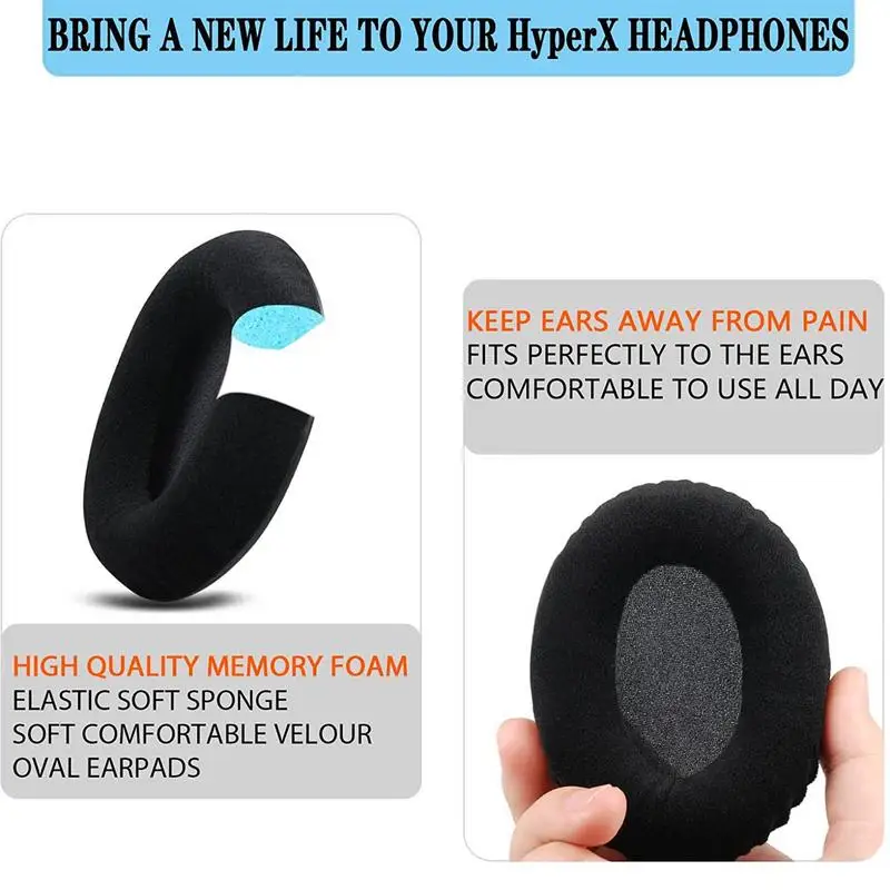 Oval Headphone Earpads Replacement Soft Faux Leather Memory Foam Cover Full-Size Earpads For Earphone Earmuff Cloud2 Hscp Flight