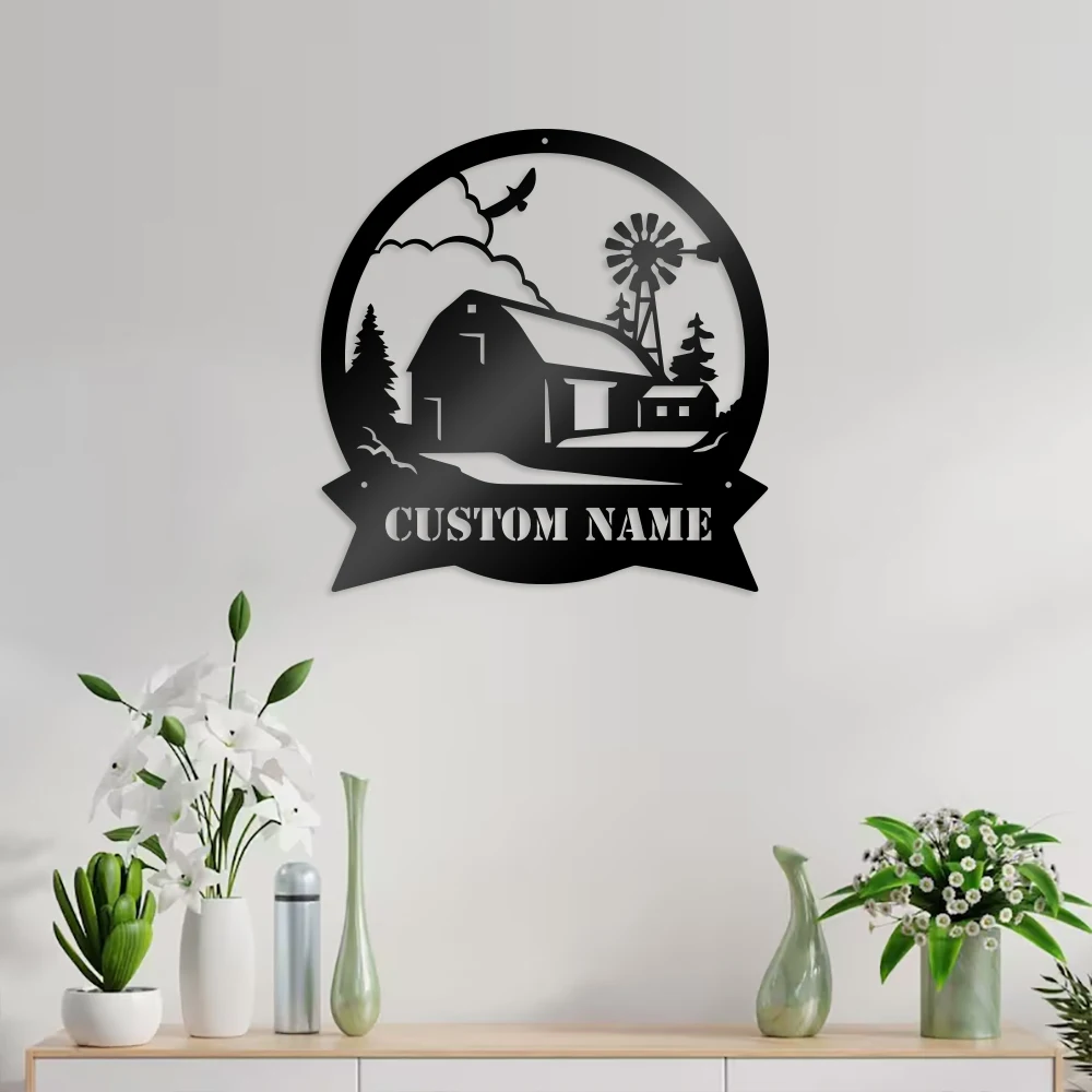 

1pc Warehouse windmill creative Customized Name Metal Wall Signs Iron Wall Plaque For Kids Rooms Diy Home Decoration