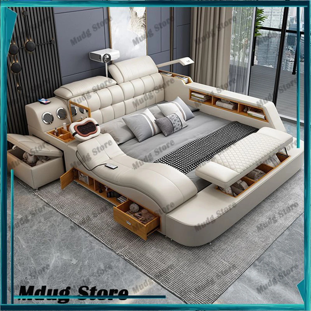 

Aesthetic Vanity Bed Organiser Electric Queen Sleeping Bed Lounge Double Smart Muebles Para El Hogar Furniture Accessories