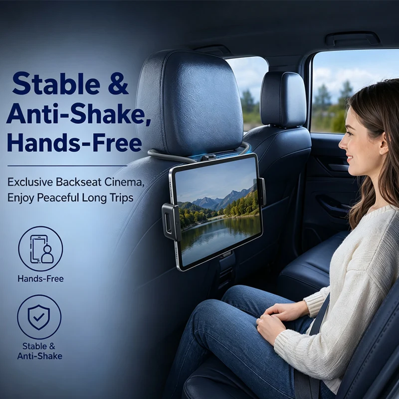 Soporte para tablet en el reposacabezas del asiento trasero del coche, compatible con iPad, universal, flexible y con ro