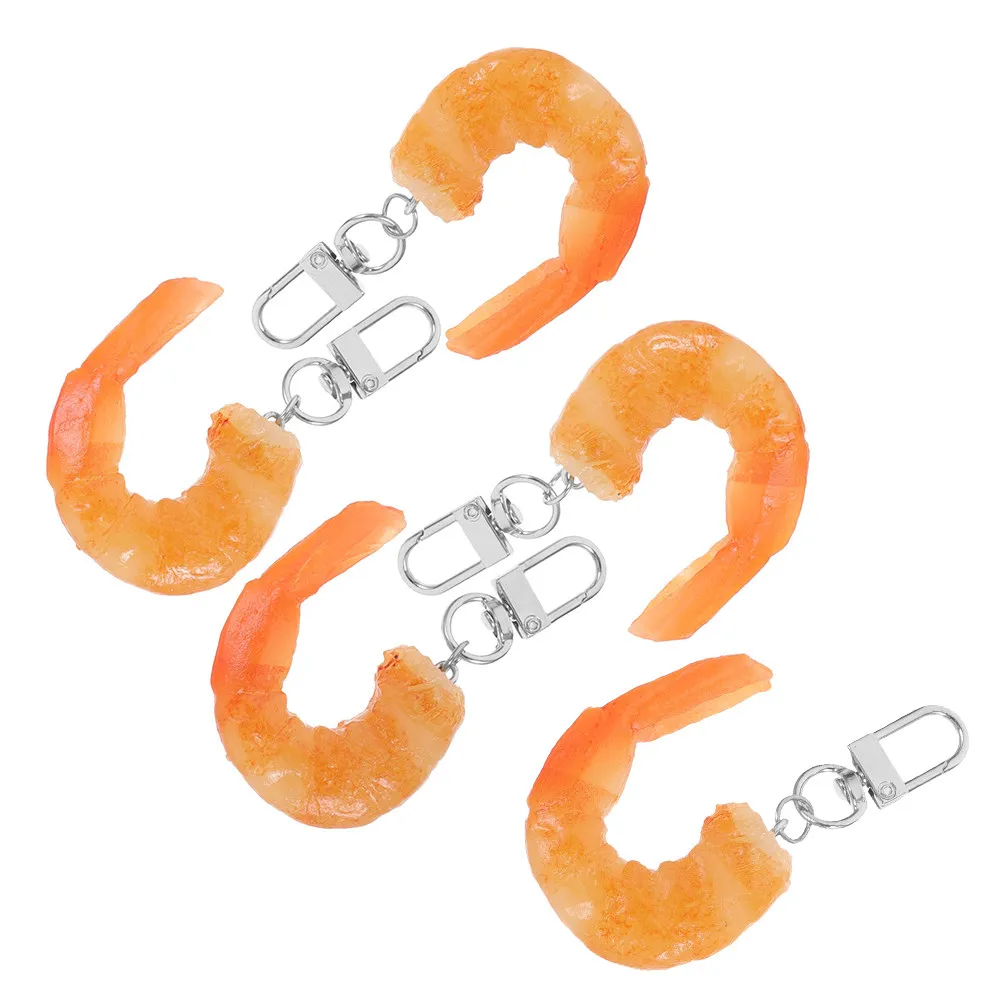 Shrimp Charm Keychain 5Pcs Lifelike Artificial Food Pendants for Keyring Purse Bag Backpack Marine Gift