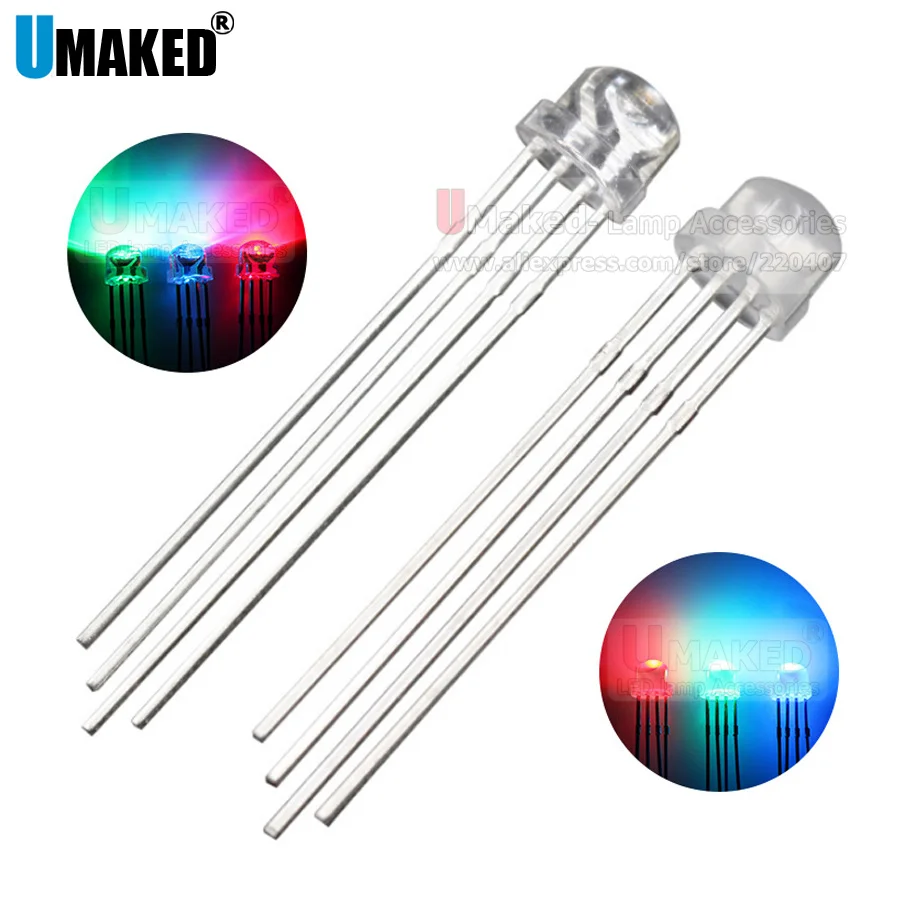 

100pcs F5mm Straw hat Full colors LED Transparent/Foggy LEN Diodes, common Anode/Common Cathode diode, DIP led light DIY lamp