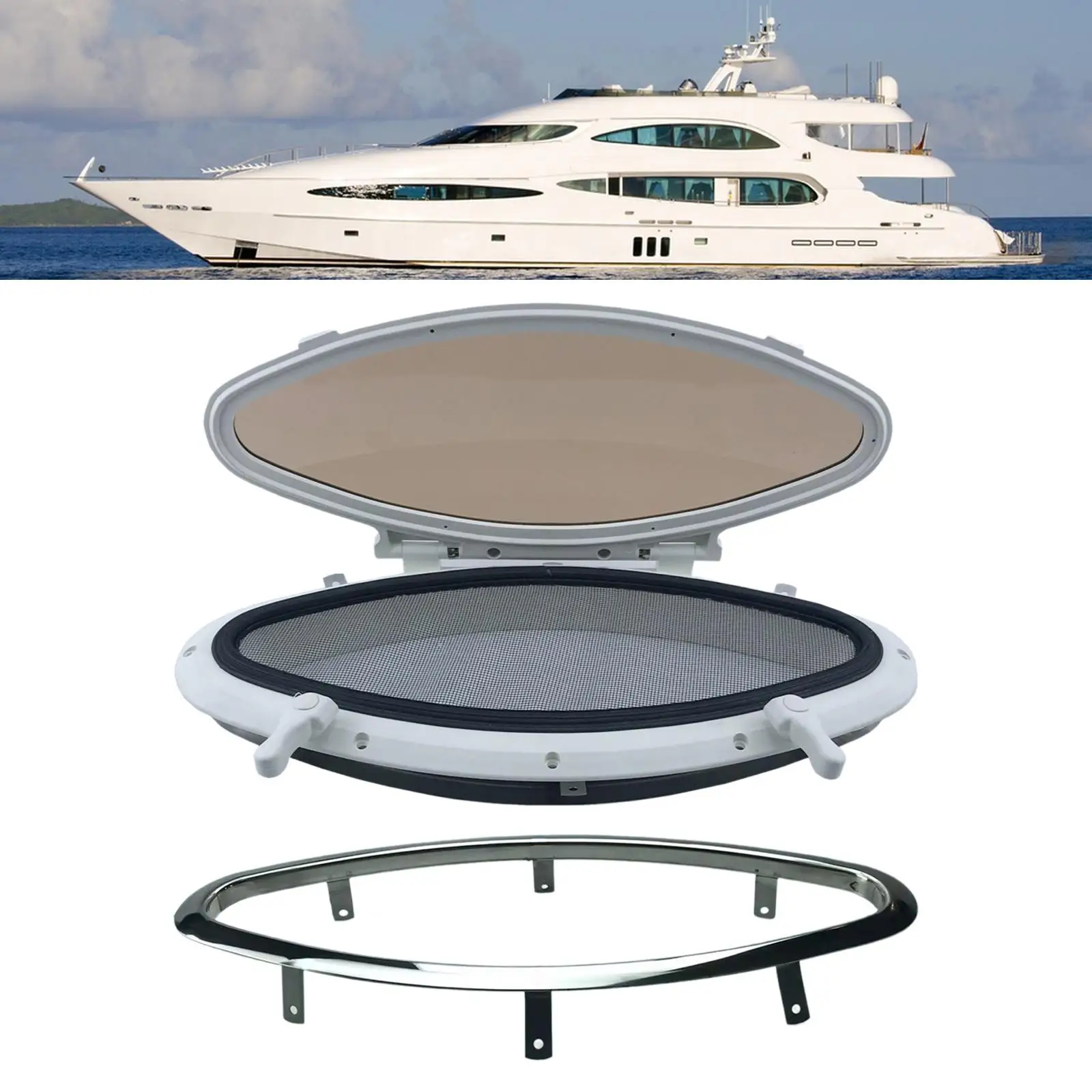 

Boat Porthole Replacement Accessory Sealed and Waterproof Internal Opening Sturdy Port Hole Viewing Window for Yacht Hatchway