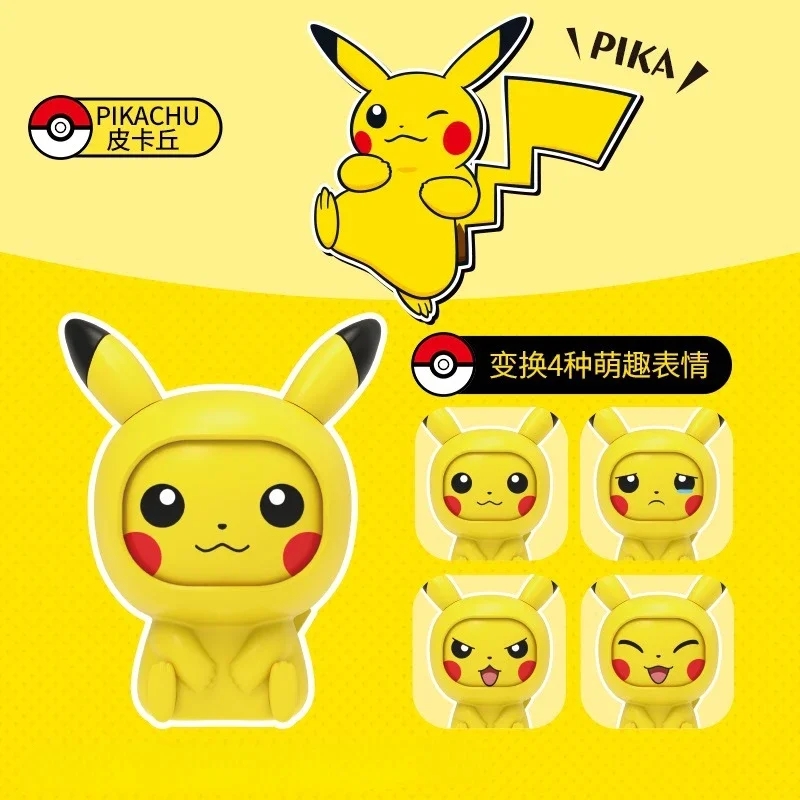 Original Box Pokemon Face Changing Model ABC Material Pikachu Charmander Gengar Eevee Anime Pocket Monsters Action Figures Toys