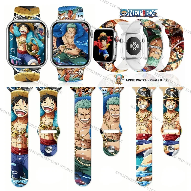 

One Piece Luffy Zoro Hancock series print strap Apple Watch Ultra S8 65432SE Silicone Replacement watchband 38mm-45mm for gifts