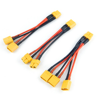 2PCS XT60 Parallel Battery Connector Male/Female Cable Dual Extension Y Splitter/ 3-Way 14AWG Silicone Wire for RC Battery Motor