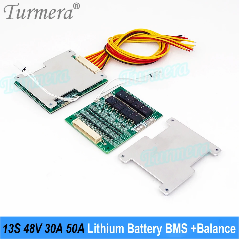 Turmera 13S 30A 50A Balance BMS 48V 54.6V 18650 21700 Lithium Battery Protected Board with NTC Use in Electric Bike or E-Scooter